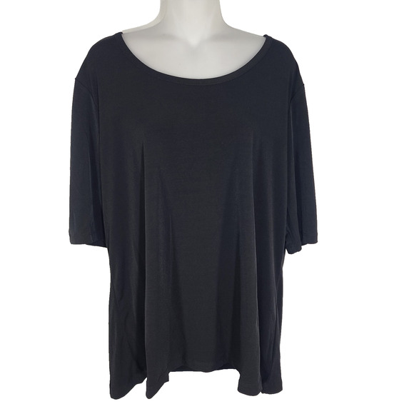 Susan Graver Women Liquid Knit Scoop Neck Top 1X Split Sleeve Detail A224317 - Picture 1 of 8